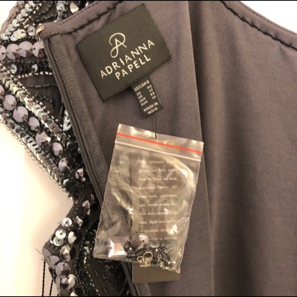 “Adrianna Papell” Cap Sleeve Geo Bead Sheath Dress - Picture 7 of 7